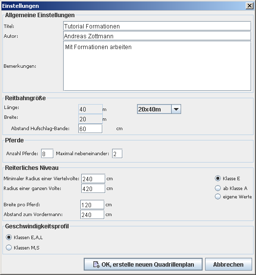 Dialog Einstellungen